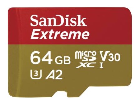 Extreme microSDXC 64GB 170MBs A2 C10 V30 UHS  SD Adapter