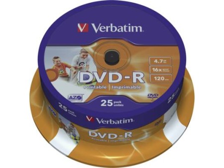 DVD-R/4.7GB 16x AdvAZO Spdl 25pk WidePrt