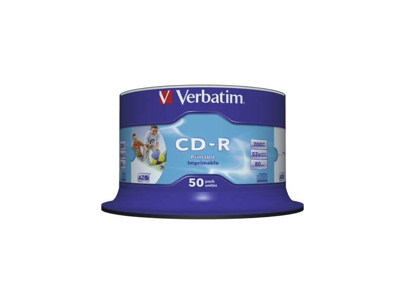 CD-R/700MB 80Min 52x Print Wid 50pk Spin